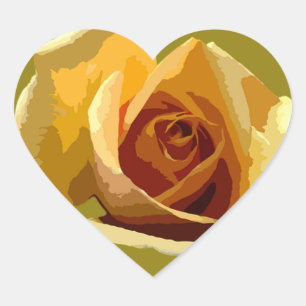 Gelbe Rose Herzsticker Herz-Aufkleber