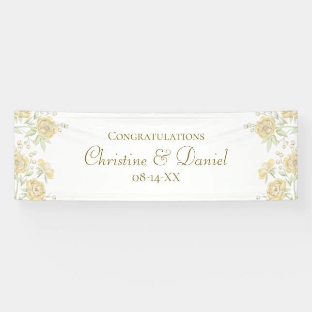Gelbe Rose Hochzeit Banner (Horizontal)