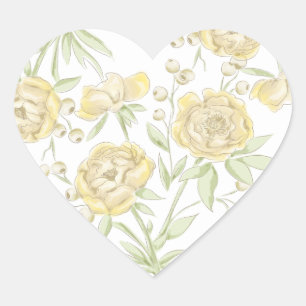 Gelbe Rose Hochzeit Herz-Aufkleber