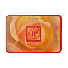 Gelbe Rose ist die Mit Monogramm Personalisierte Badematte