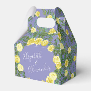 Gelbe Rose & Lila Periwinkle Hochzeit Geschenkschachtel