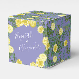 Gelbe Rose & Lila Periwinkle Hochzeit Geschenkschachtel