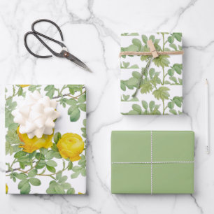 Gelbe Rose mit grünen Blättern  Geschenkpapier Set