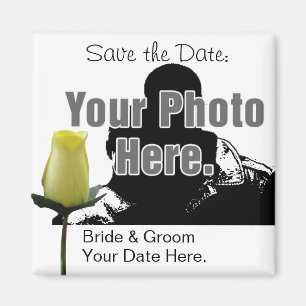 Gelbe Rose mit Ihrem Foto-Save the Date Magneten Magnet