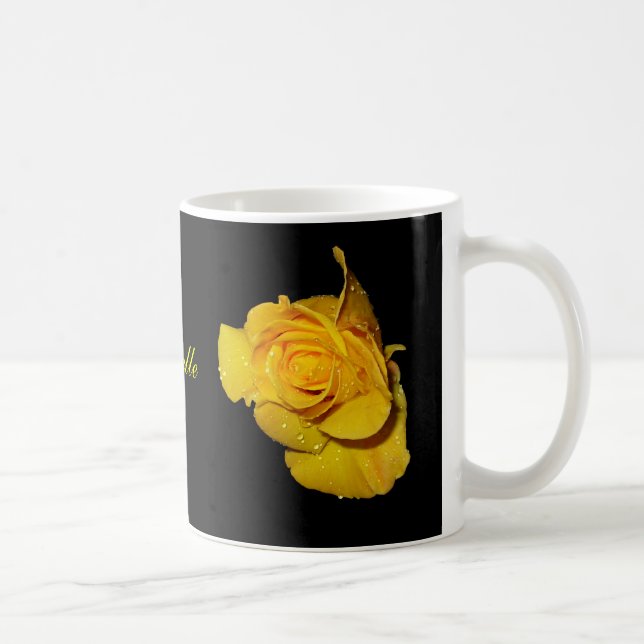 Gelbe Rose mit Taubentropfen Kaffeetasse (Rechts)