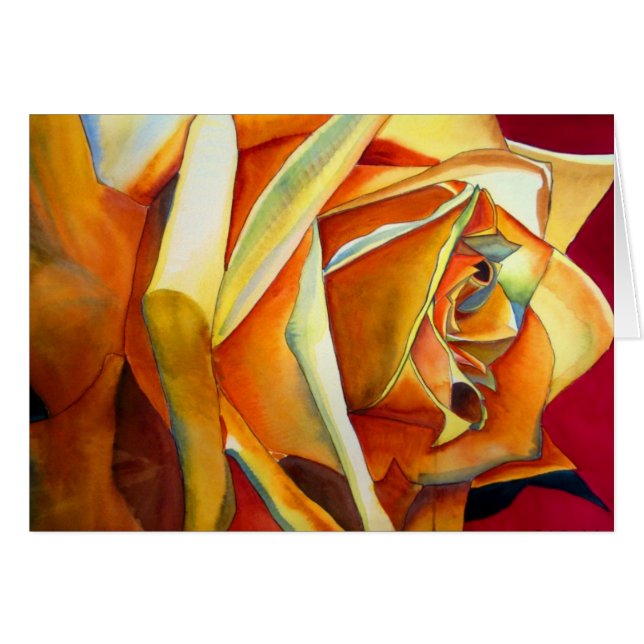 Gelbe Rose originale Aquarellkunst Blume (Vorderseite (Horizontal))