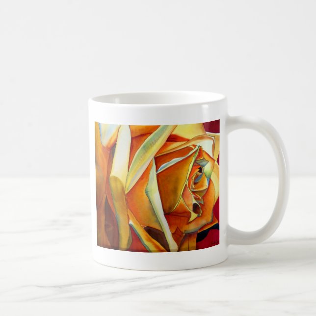 Gelbe Rose originale Aquarellkunst Blume Kaffeetasse (Rechts)