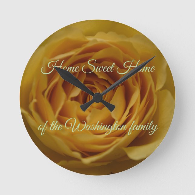 Gelbe Rose personalisierbare Wall-Uhr Runde Wanduhr (Vorderseite)