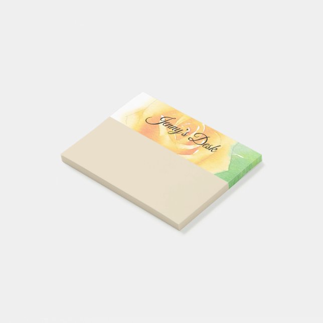 Gelbe Rose Post-it Klebezettel (angewinkelt)