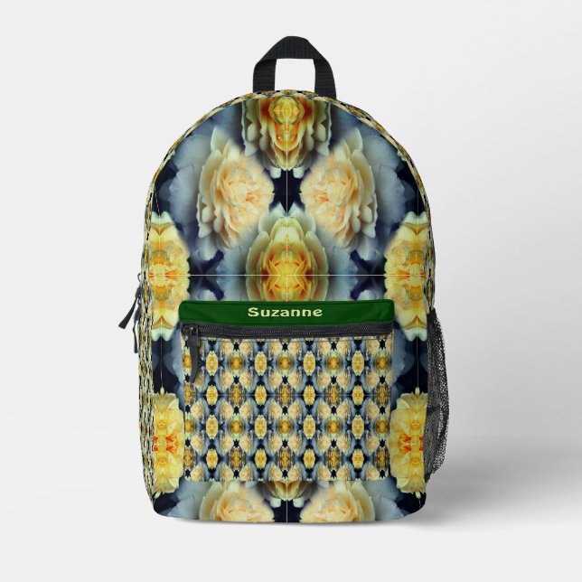Gelbe Rose Raindrops Abstrakt Personalisiert Bedruckter Rucksack (Vorderseite)