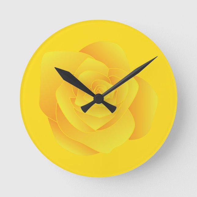 Gelbe Rose Runde Wanduhr (Vorderseite)