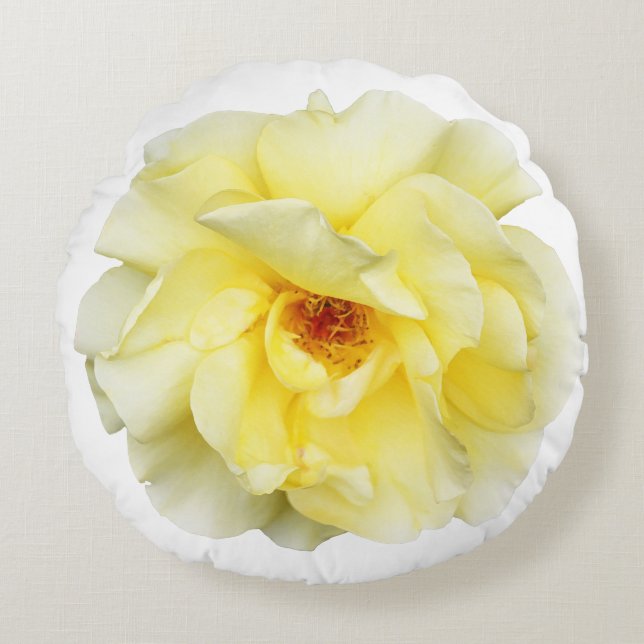 Gelbe Rose Rundes Kissen (Vorderseite)