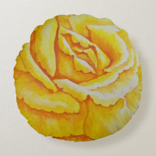 Gelbe Rose Rundes Kissen
