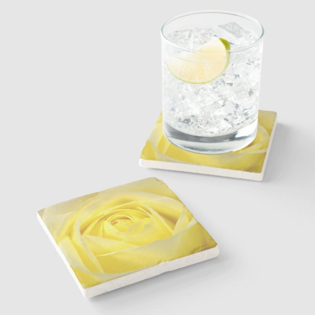 Gelbe Rose Steinuntersetzer (Seitenansicht)
