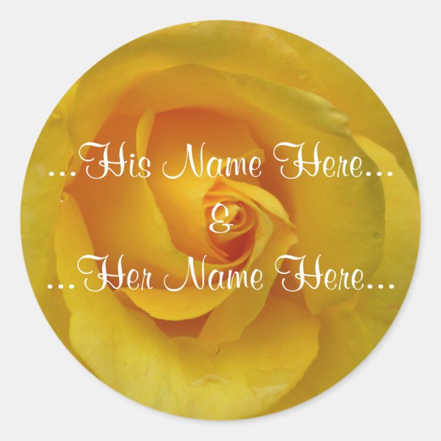 Gelbe Rose Sticker Romantische Rose Hochzeitsticke (Vorderseite)