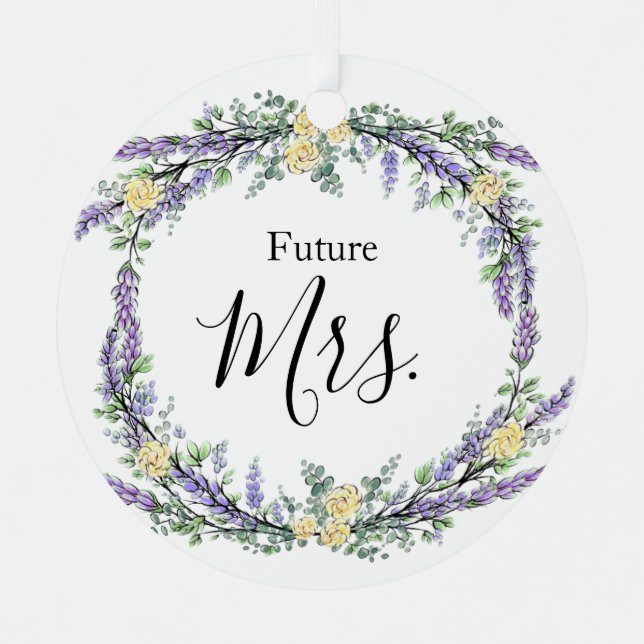 Gelbe Rose und Eukalyptus Ornament Aus Metall (Vorderseite)