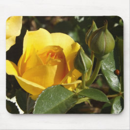 Gelbe Rose- und Ladybugs-Maus Mousepad