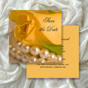 Gelbe Rose und Perlen Hochzeit Sichern Sie das Dat Save The Date