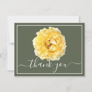 Gelbe Rose und Tautropfen Grüne Hintergrund Danke Postkarte