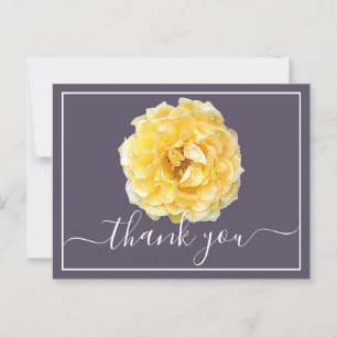 Gelbe Rose und Tautropfen Mauve Hintergrund Danke Postkarte