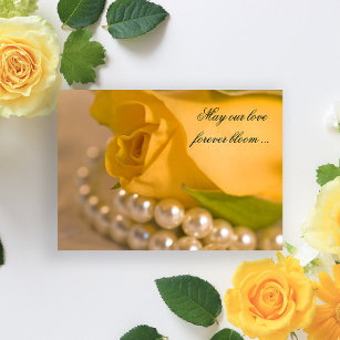 Gelbe Rose und weiße Perlen Einladung zur Hochzeit