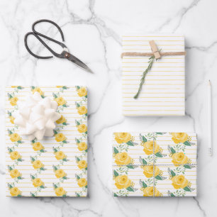 Gelbe Rose von Texas Geschenkpapier Set