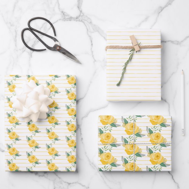 Gelbe Rose von Texas Geschenkpapier Set (Vorderseite)