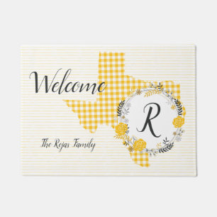 Gelbe Rose von Texas - Gingham Monogram Fußmatte