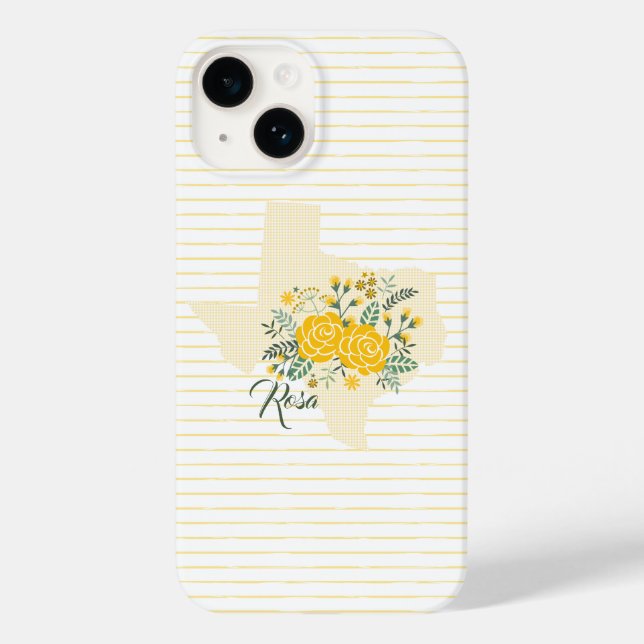 Gelbe Rose von Texas - Gingham Staat mit Rose Case-Mate iPhone 14 Hülle (Rückseite)
