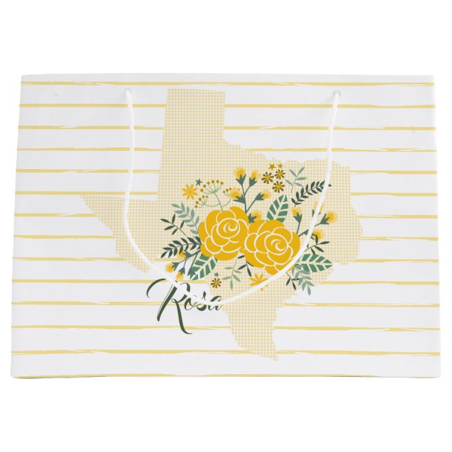 Gelbe Rose von Texas - Gingham Staat mit Rose Große Geschenktüte (Vorderseite)