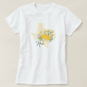 Gelbe Rose von Texas - Gingham Staat mit Rose T-Shirt