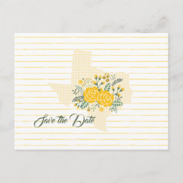 Gelbe Rose von Texas - Gingham Staat Save the Date Postkarte