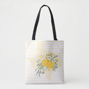Gelbe Rose von Texas - Gingham State mit Rosen Tasche