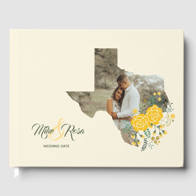 Gelbe Rose von Texas - Hochzeit von Gingham Staat Gästebuch (Vorderseite)