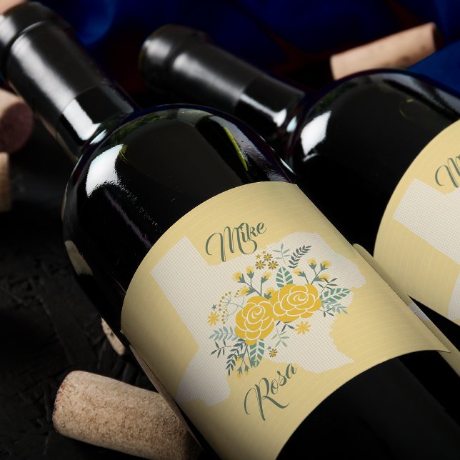 Gelbe Rose von Texas - Hochzeit von Gingham Staat Weinetikett (Von Creator hochgeladen)