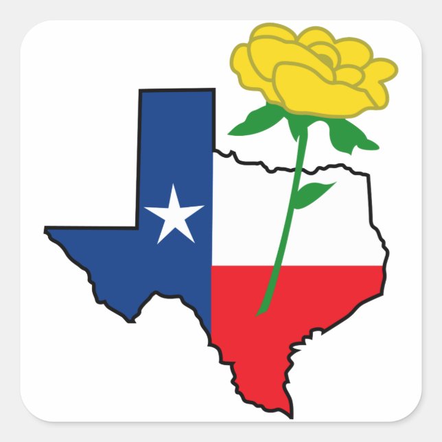 Gelbe Rose von Texas Quadratischer Aufkleber (Vorderseite)