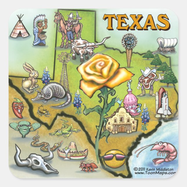 Gelbe Rose von Texas Quadratischer Aufkleber (Vorderseite)