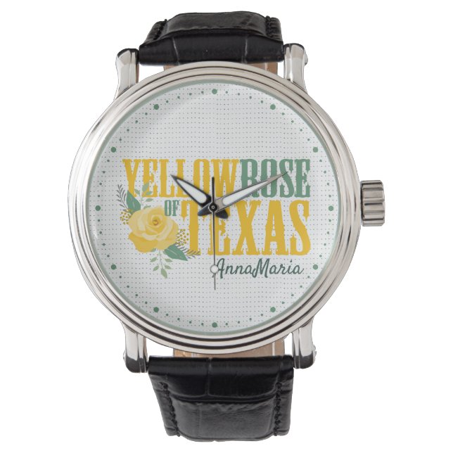 Gelbe Rose von Texas - Single Rose Armbanduhr (Vorderseite)
