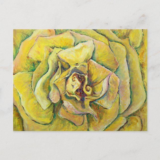 Gelbe Rose wirbelnde Art Postkarten (Vorderseite)