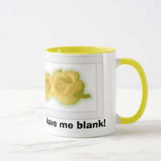 Gelbe Rosen, addieren etwas Text oder verlassen Tasse