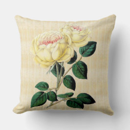 Gelbe Rosen auf botanischem Throw-Sahnekissen 2 Kissen