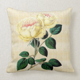 Gelbe Rosen auf botanischem Throw-Sahnekissen 2 Kissen
