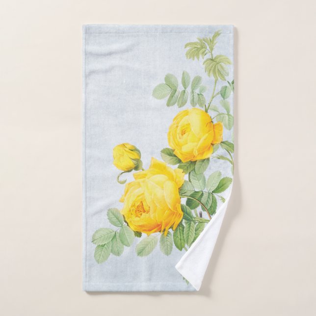 Gelbe Rosen auf gestresstem Grau Handtuch (Handtuch)