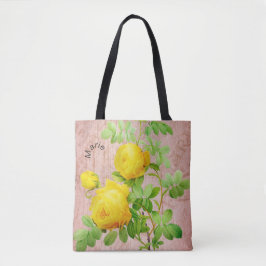Gelbe Rosen aus Vintagem Shabby Chic in hellrosa Tasche