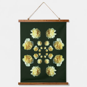 Gelbe Rosen Blume Abstrakt Wandteppich Mit Holzrahmen