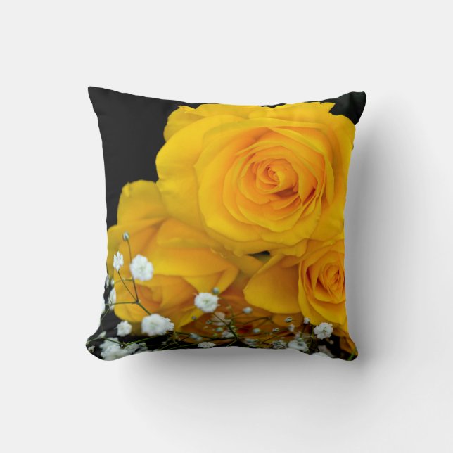 Gelbe Rosen Blume Kissen (Vorderseite)