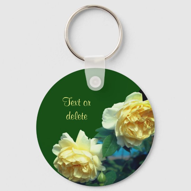 Gelbe Rosen Blume Personalisiert Schlüsselanhänger (Vorderseite)
