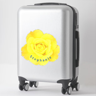 Gelbe Rosen Blumen Blaue Name Text Vorlage Cute Aufkleber