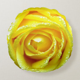 Gelbe Rosen-Blumen-rundes Kissen