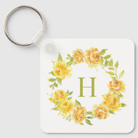 Gelbe Rosen-Blumenkronen-Monogramm